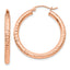 14k Rose Gold Diamond-cut 3mm Round Hoop Earrings