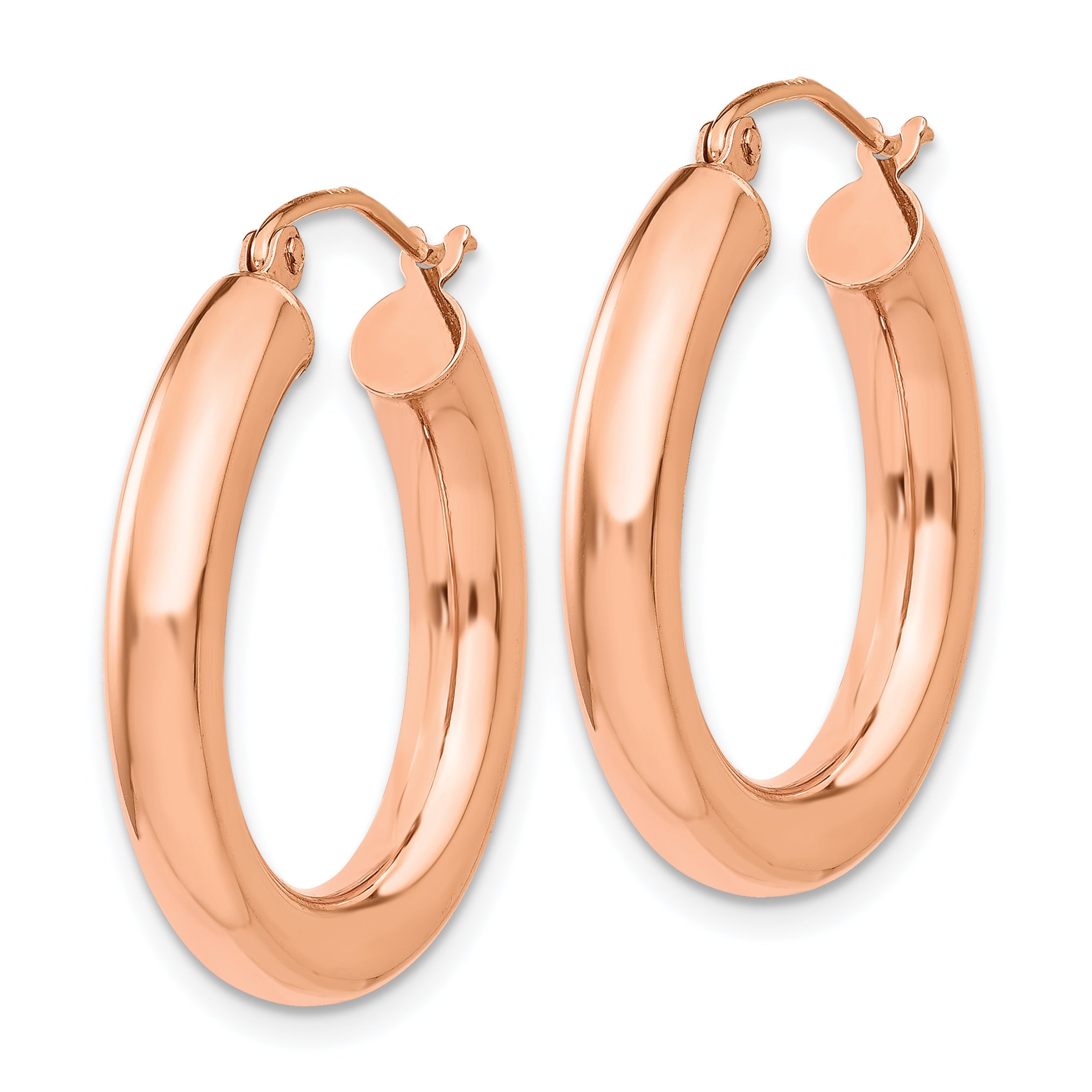 14k Rose Gold Polished 4mm Tube Hoop Earrings Secondary image
