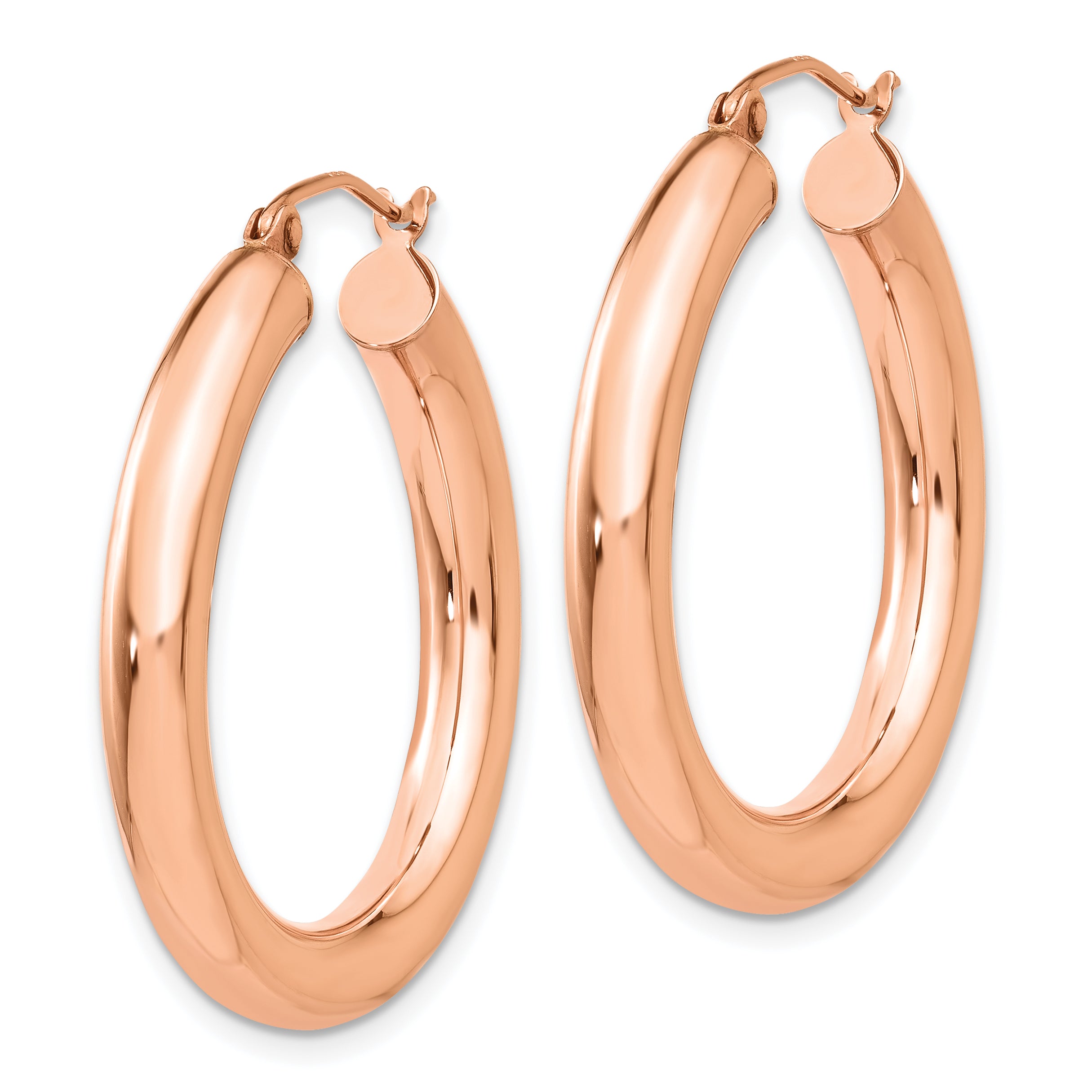 14k Rose Gold Polished 4mm Tube Hoop Earrings Secondary image