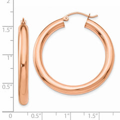 14k Rose Gold Polished 4mm Tube Hoop Earrings