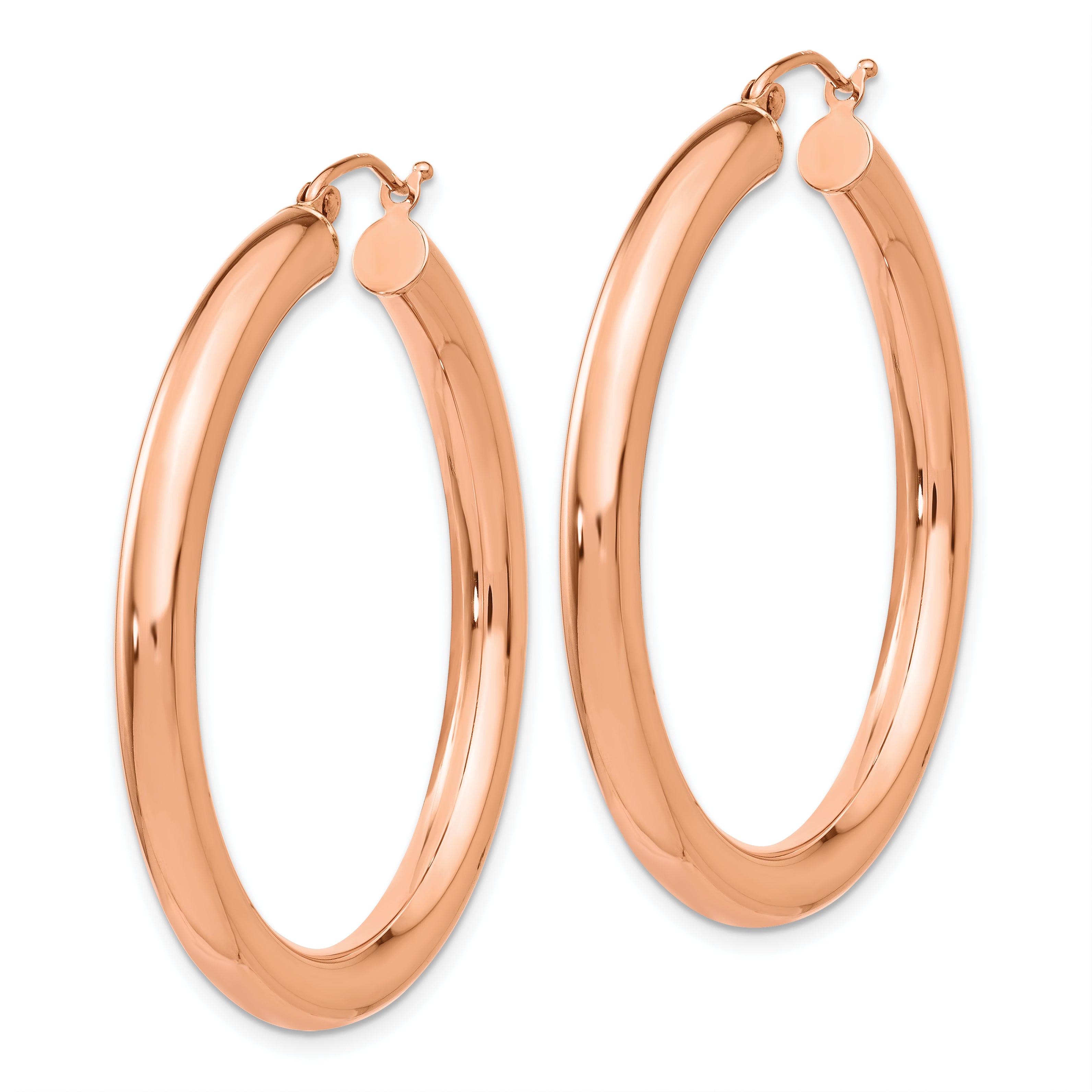 14k Rose Gold Polished 4mm Tube Hoop Earrings Secondary image