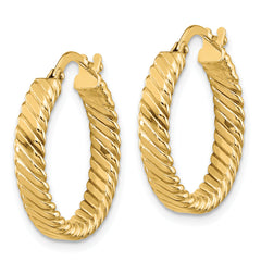 14K Small 3mm Patterned Hoop Earrings