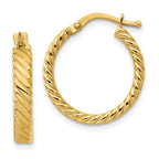 14K Small 3mm Patterned Hoop Earrings