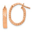 14K Rose Gold 3mm Patterned Oval Hoop Earrings