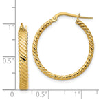 14K 3.25mm Patterned Hoop Earrings