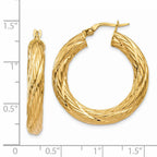 14k Textured Tube Hoop Earrings