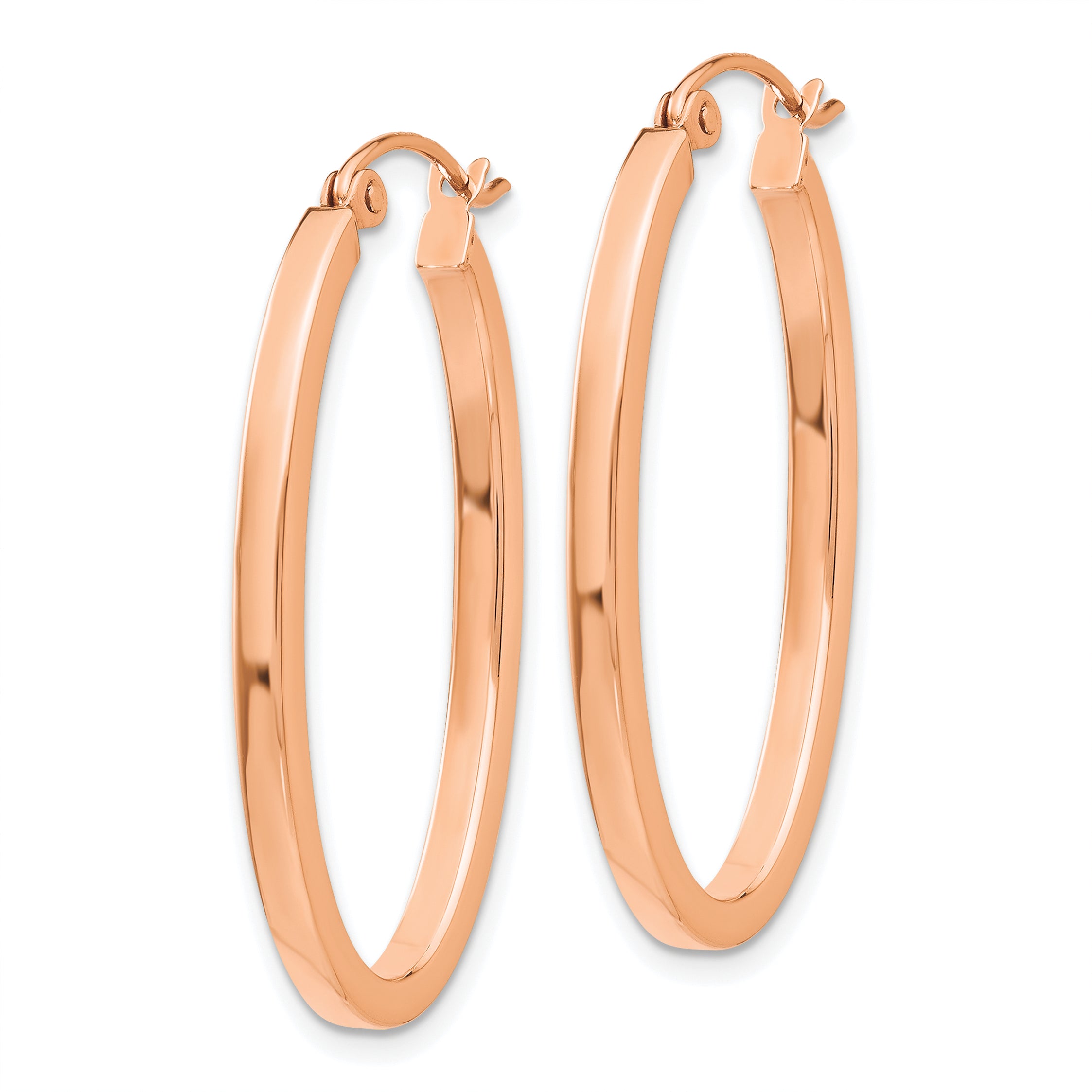 14k Rose Gold Polished Oval Tube Hoop Earrings Secondary image