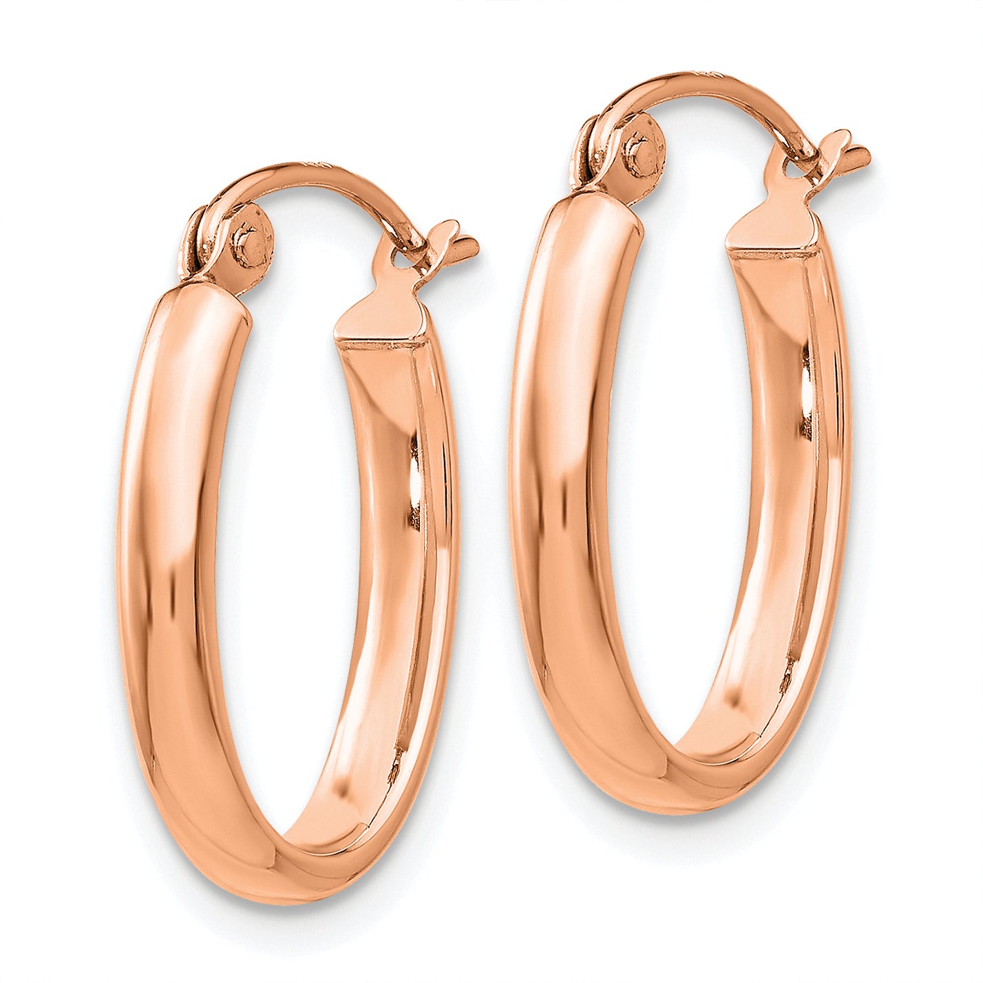 14k Rose Gold Polished Half-Round Oval Hoop Earrings Secondary image