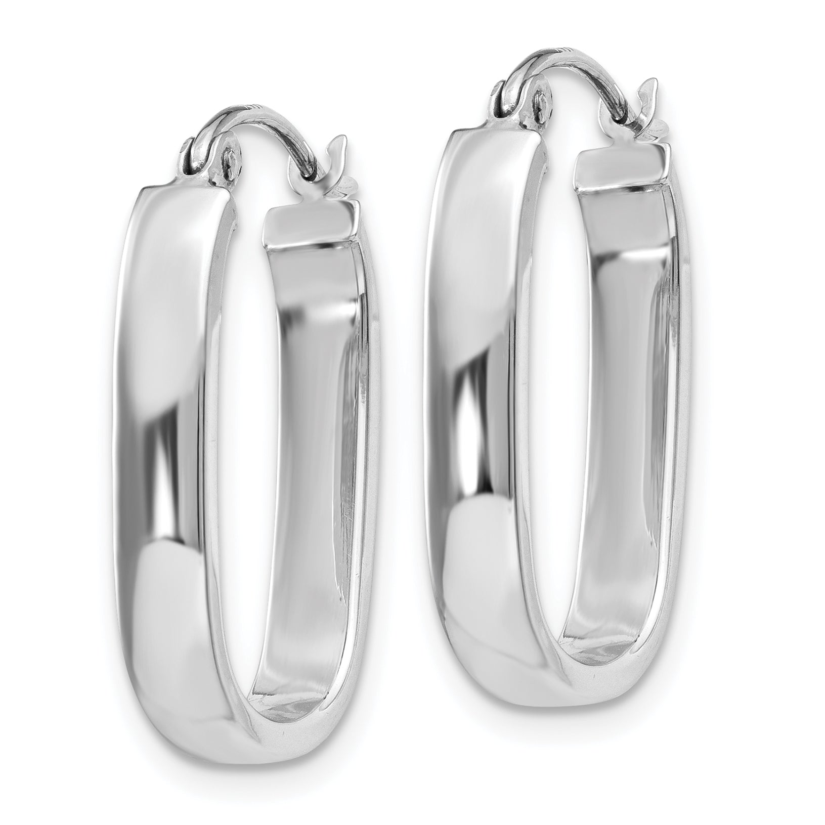 14k White Gold Polished Oval Tube Hoop Earrings Secondary image