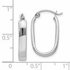 14k White Gold Polished Oval Tube Hoop Earrings
