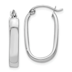 14k White Gold Polished Oval Tube Hoop Earrings