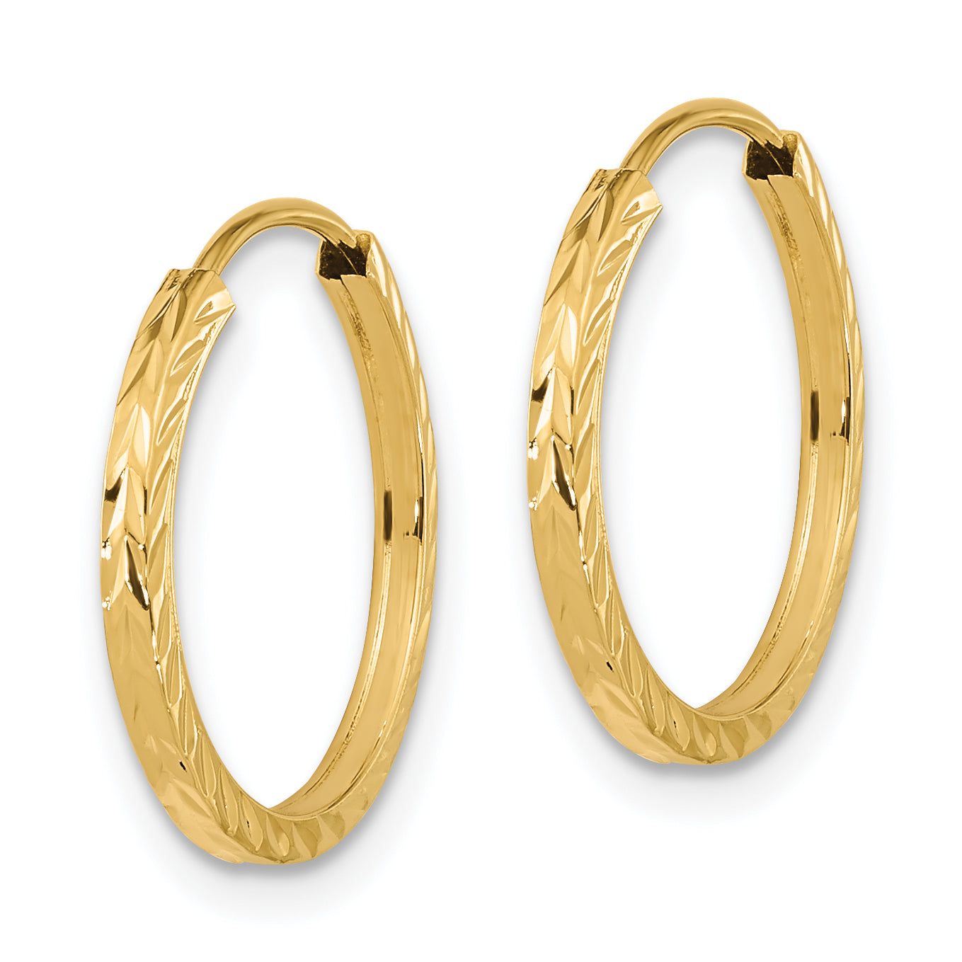 14k Diamond-cut Square Tube Endless Hoop Earrings Secondary image