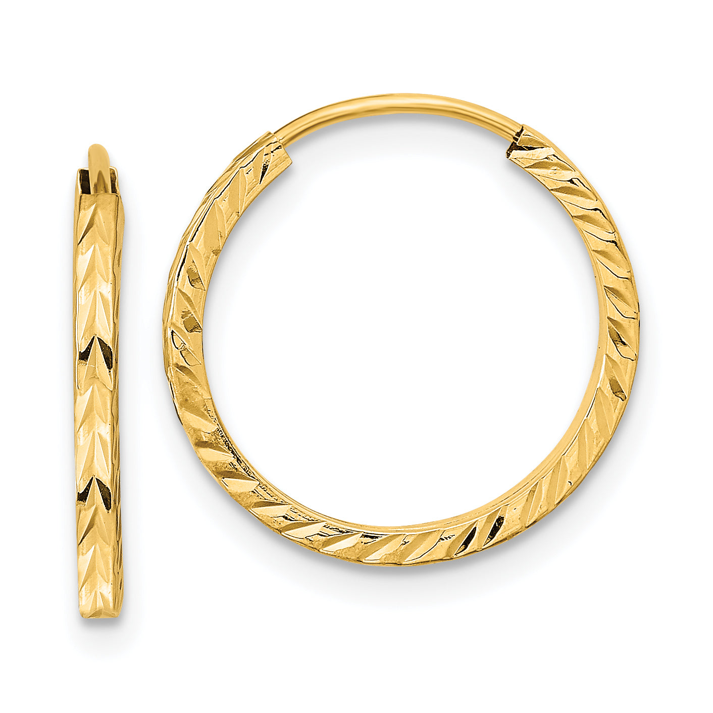 14k Diamond-cut Square Tube Endless Hoop Earrings Main image