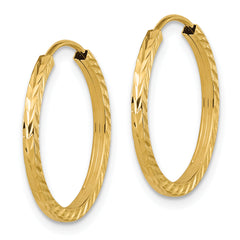 14k Diamond-cut Square Tube Endless Hoop Earrings