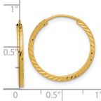 14k Diamond-cut Square Tube Endless Hoop Earrings