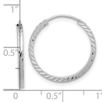 14k White Gold Diamond-cut Square Tube Endless Hoop Earrings