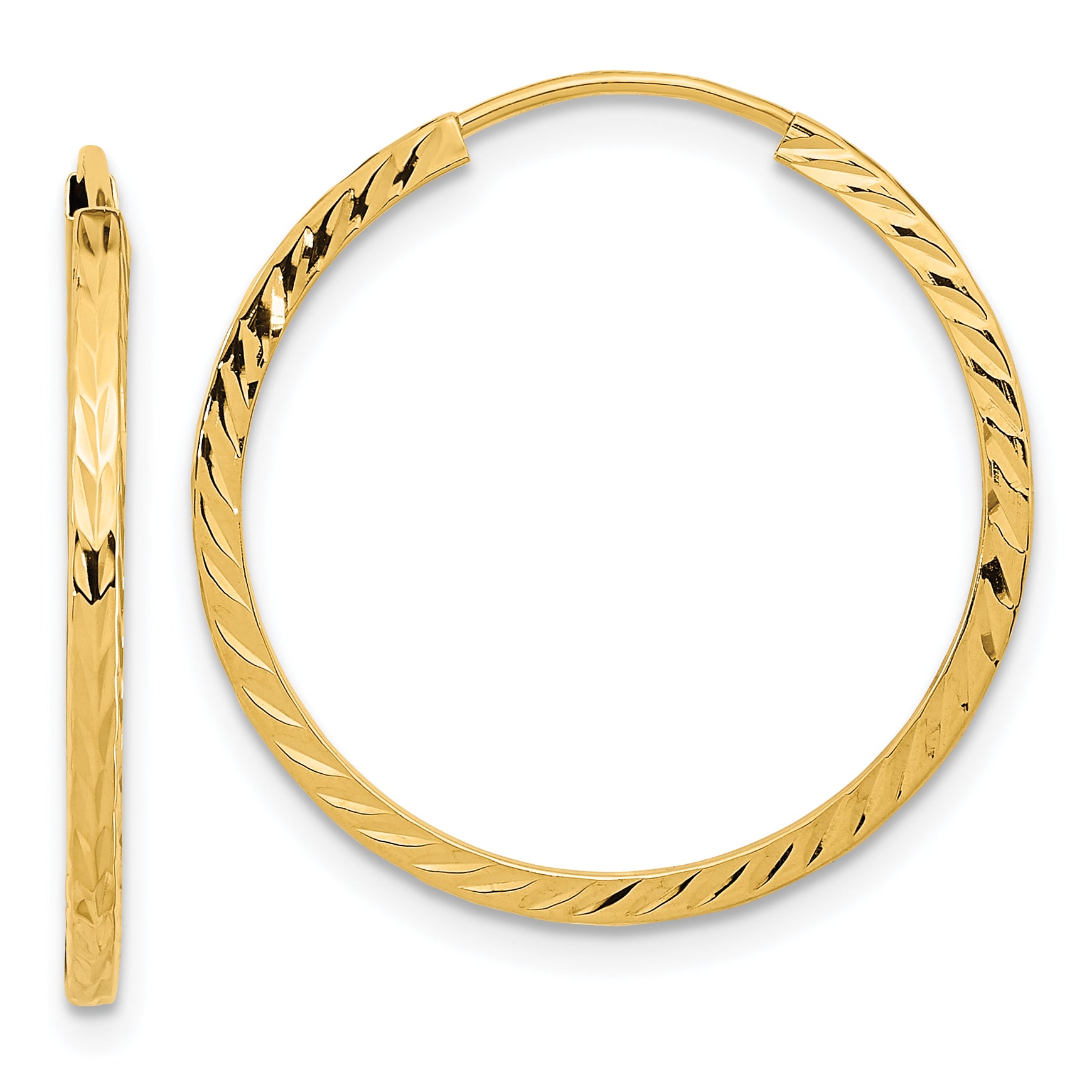 14k Diamond-cut Square Tube Endless Hoop Earrings Main image