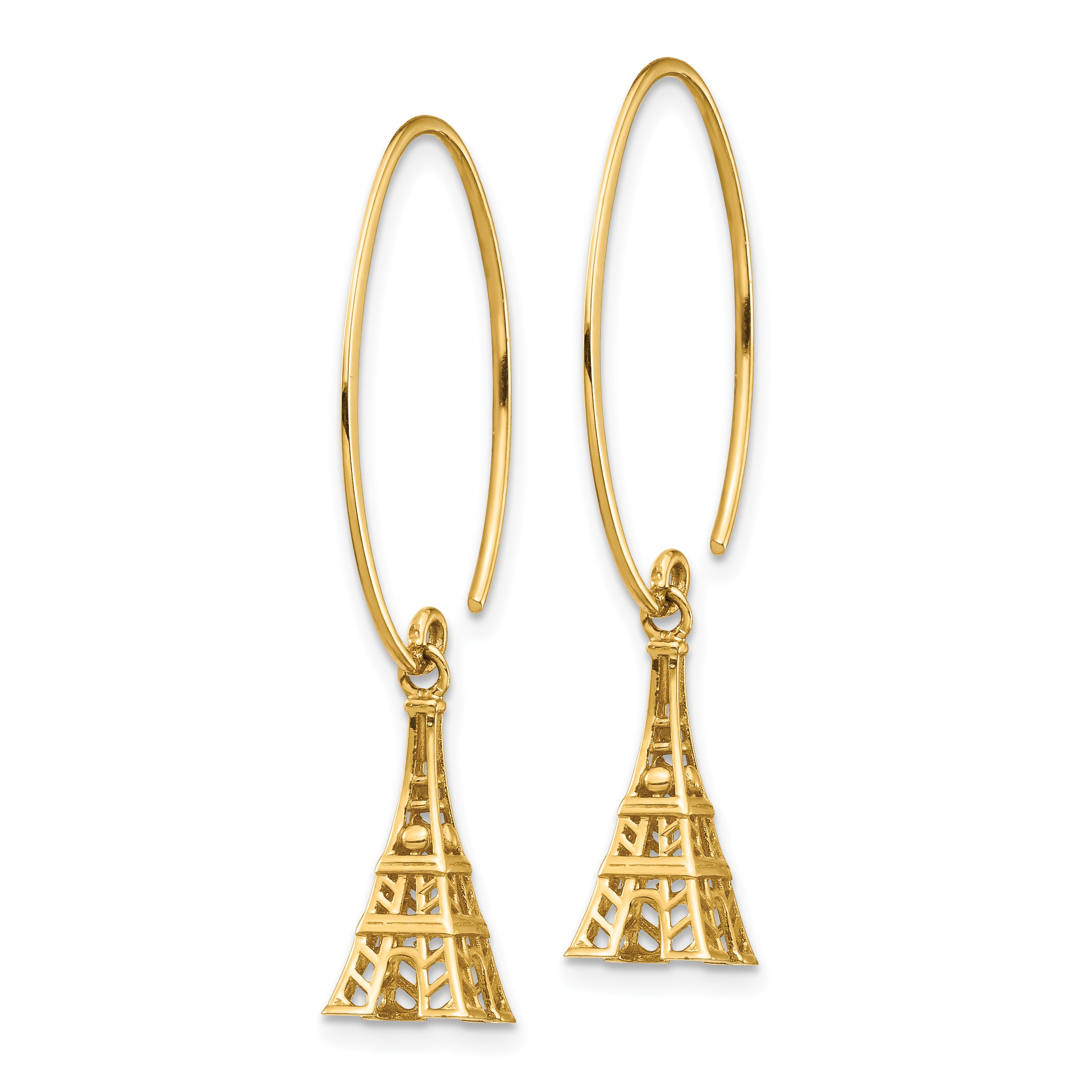 14K Eiffel Tower Dangle Earrings Secondary image