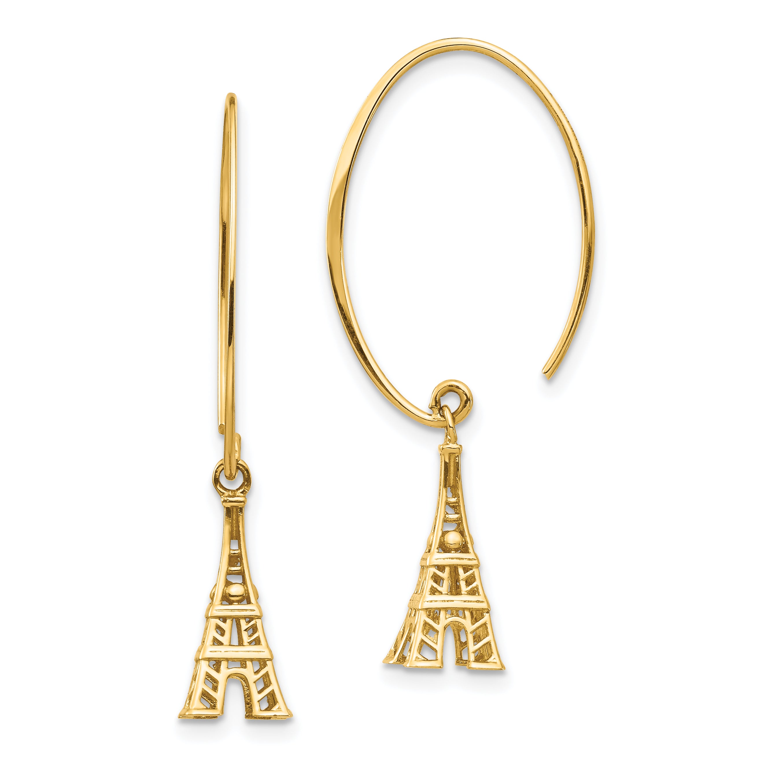 14K Eiffel Tower Dangle Earrings Main image