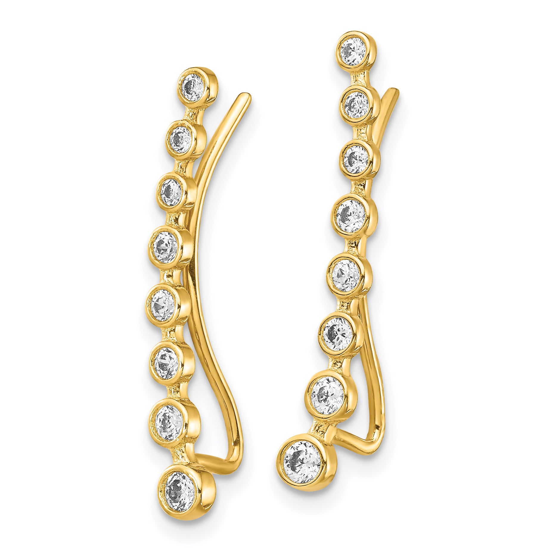 14K CZ Ear Climber Earrings Secondary image