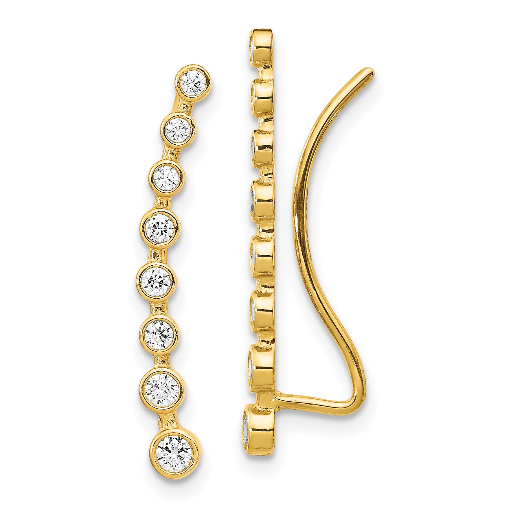 14K CZ Ear Climber Earrings Main image