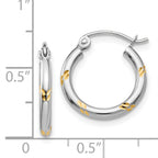 14k White Gold and Yellow Rhodium D/C Hoop Earrings