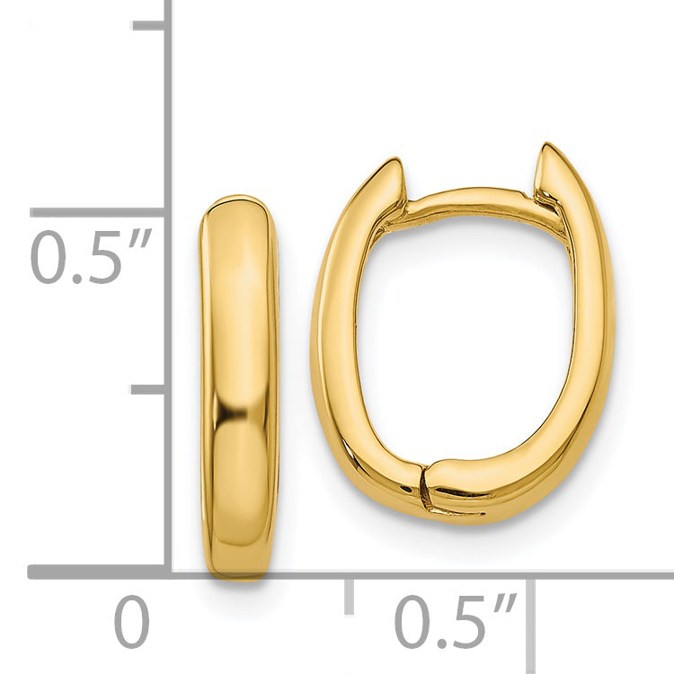 14k Oval Hinged Hoop Earrings