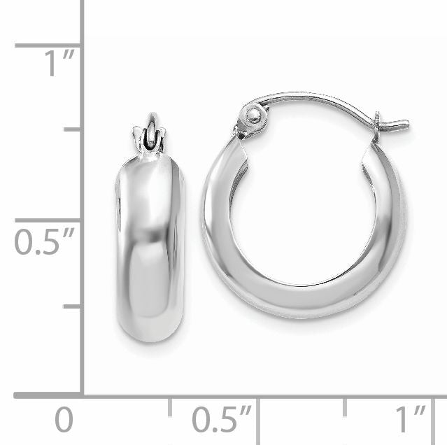 14k White Gold 4mm Round Hoop Earrings