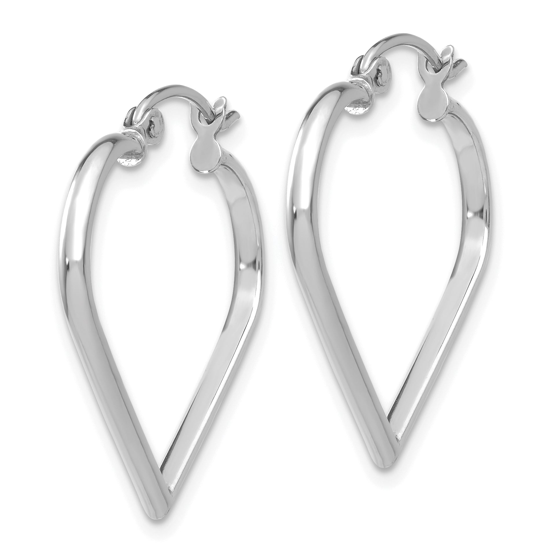 14k White Gold 2mm Heart Hoop Earrings Secondary image