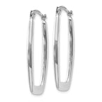 14k White Gold Polished 2.25mm Rectangle Hoop Earrings