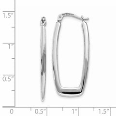 14k White Gold Polished 2.25mm Rectangle Hoop Earrings