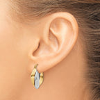 14k Two-tone Polished Knife-edge Double Hoop Earrings