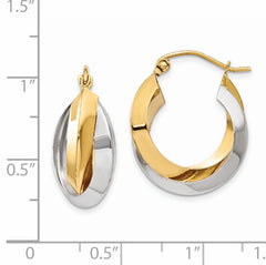 14k Two-tone Polished Knife-edge Double Hoop Earrings