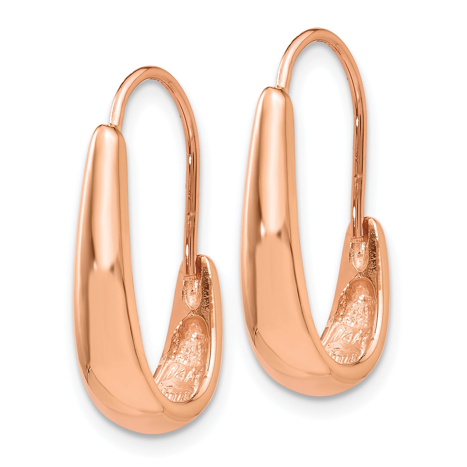 14k Rose Gold Polished Tapered J-Hoop Wire Earrings Secondary image