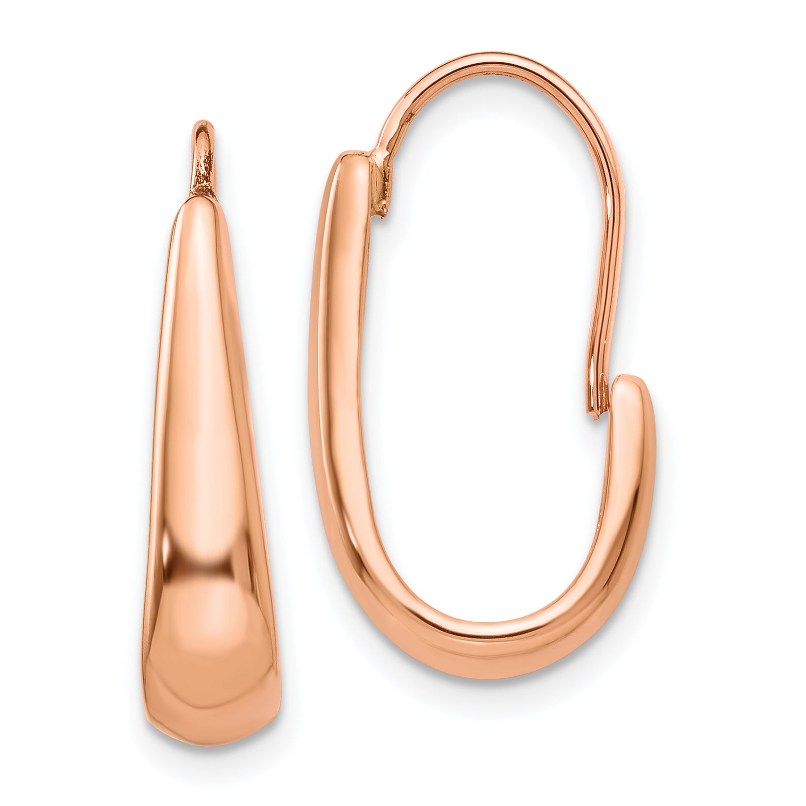 14k Rose Gold Polished Tapered J-Hoop Wire Earrings Main image