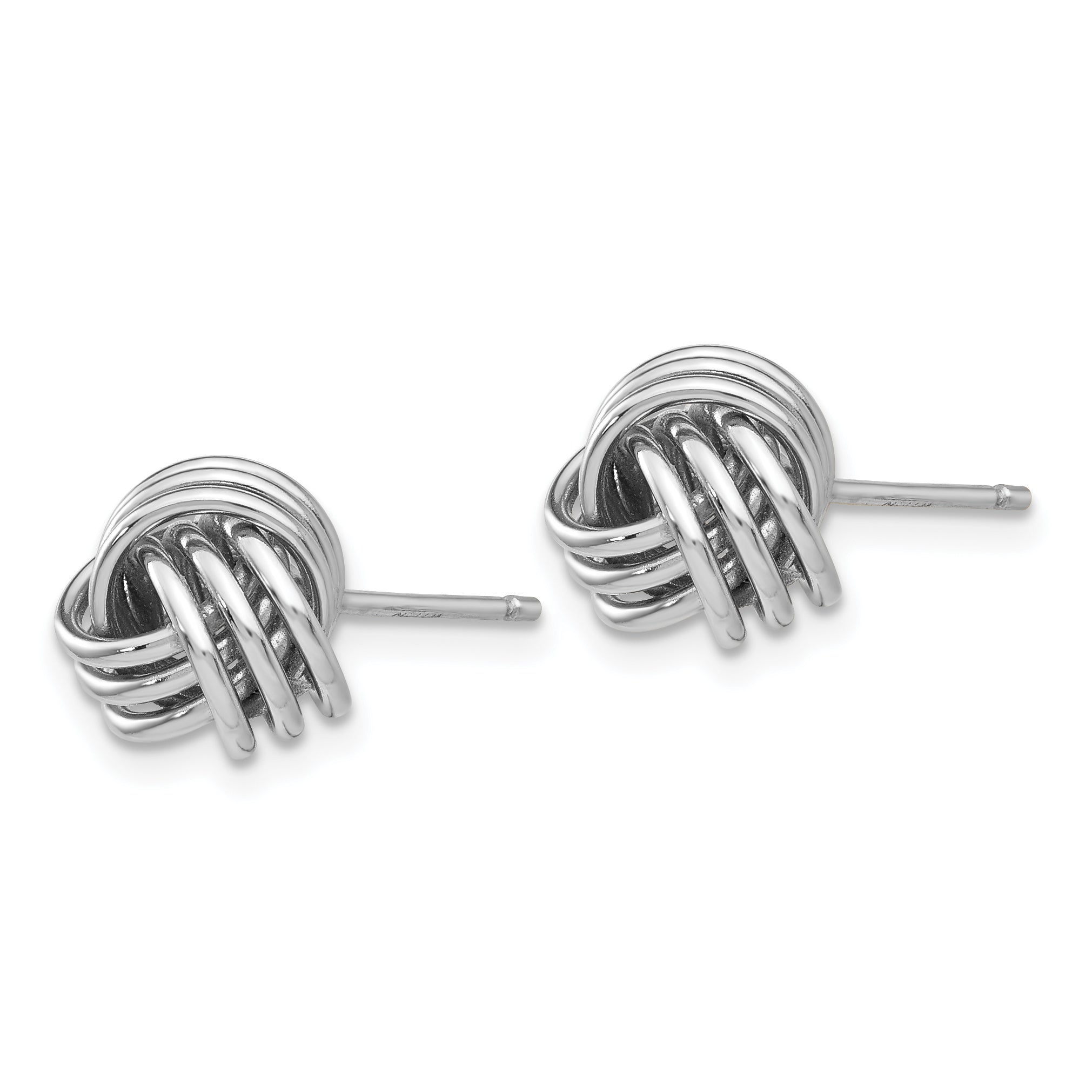 14k White Gold Ridged Love Knot Post Earrings Secondary image