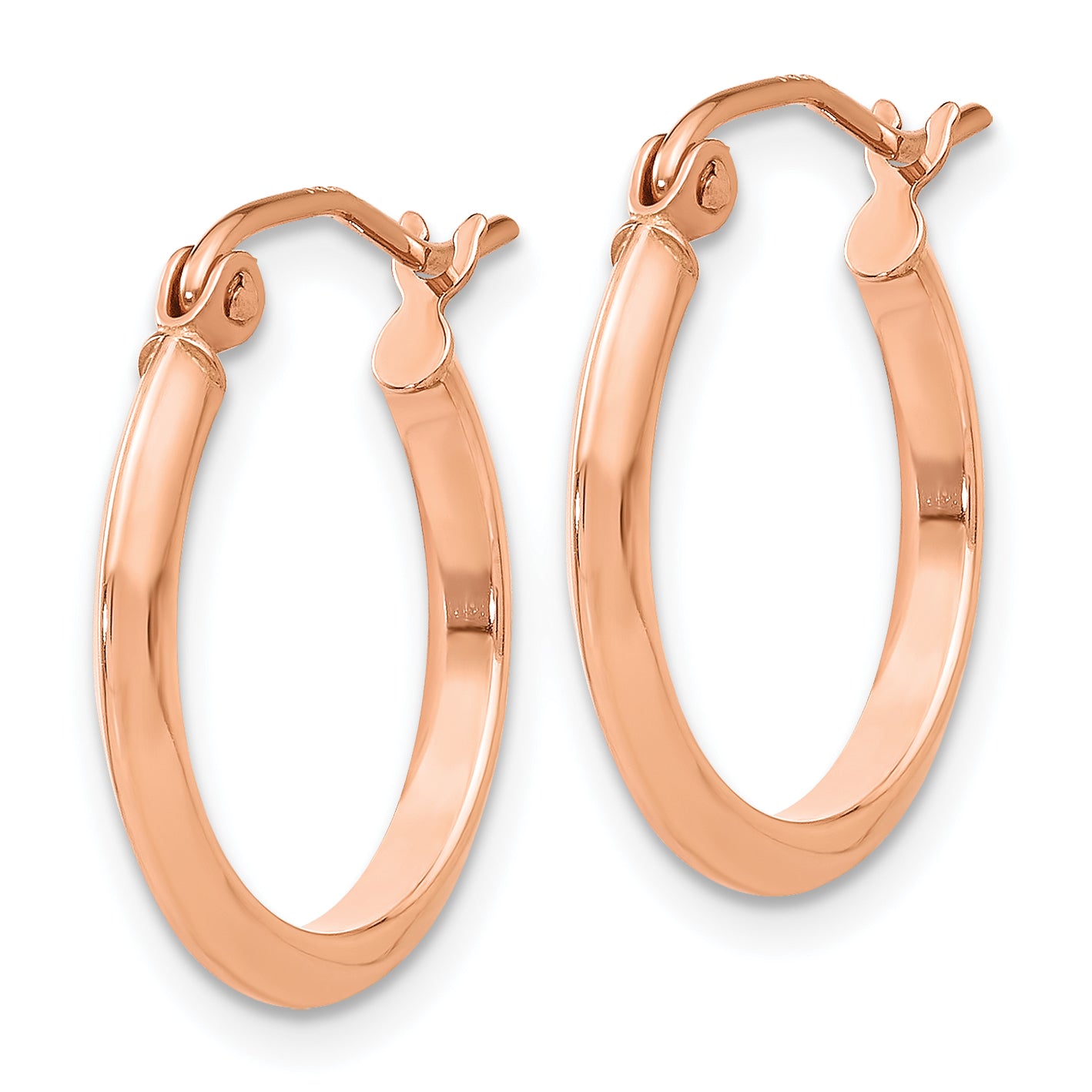 14k Rose 2.5mm Knife Edge Hoop Earrings Secondary image