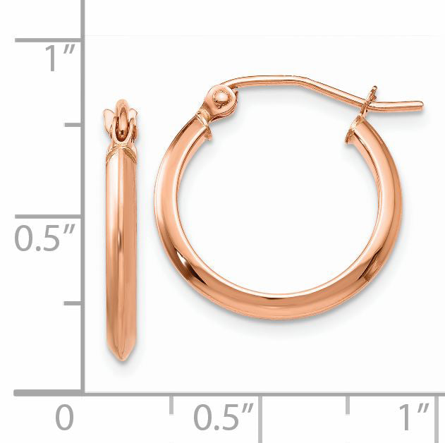 14k Rose 2.5mm Knife Edge Hoop Earrings