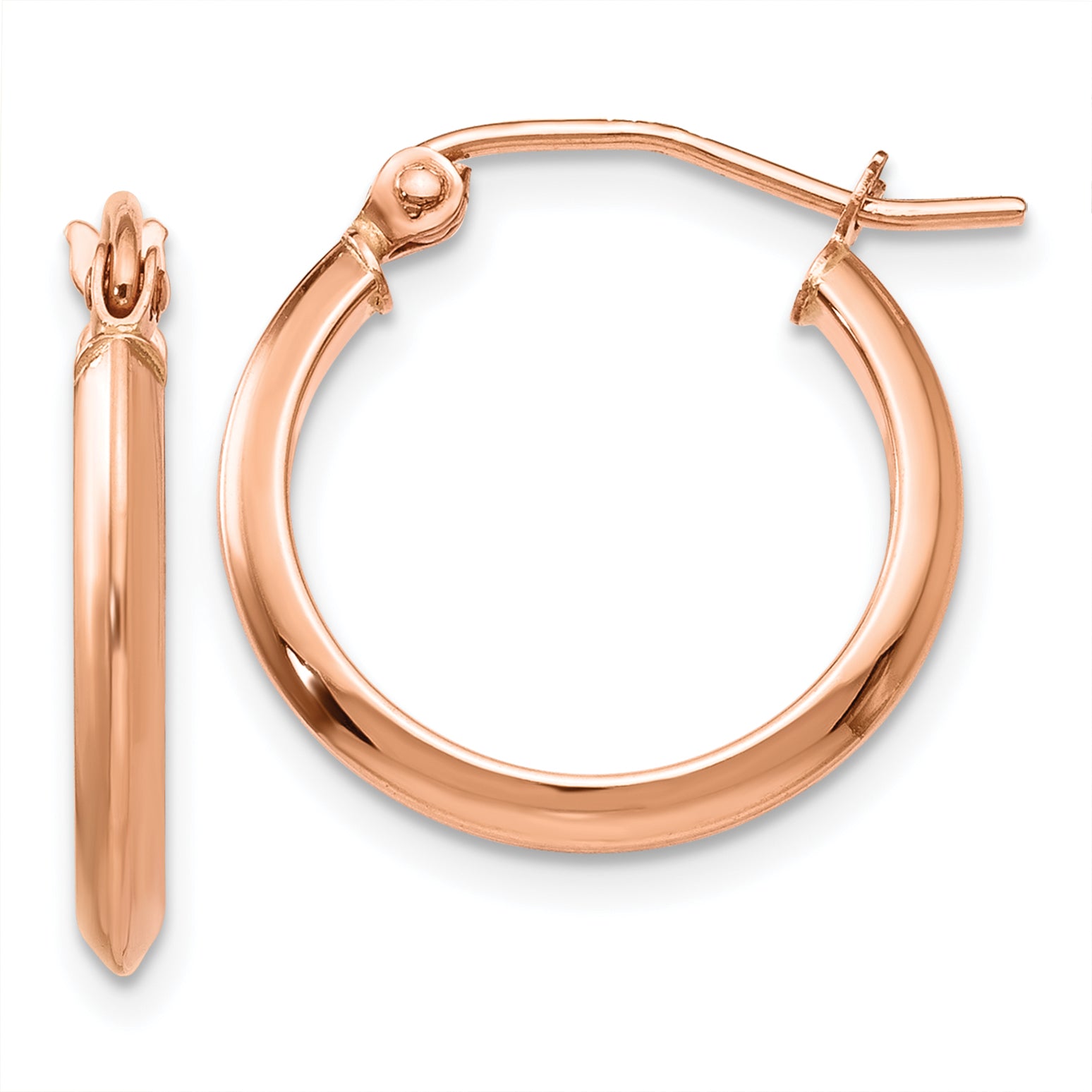 14k Rose 2.5mm Knife Edge Hoop Earrings Main image