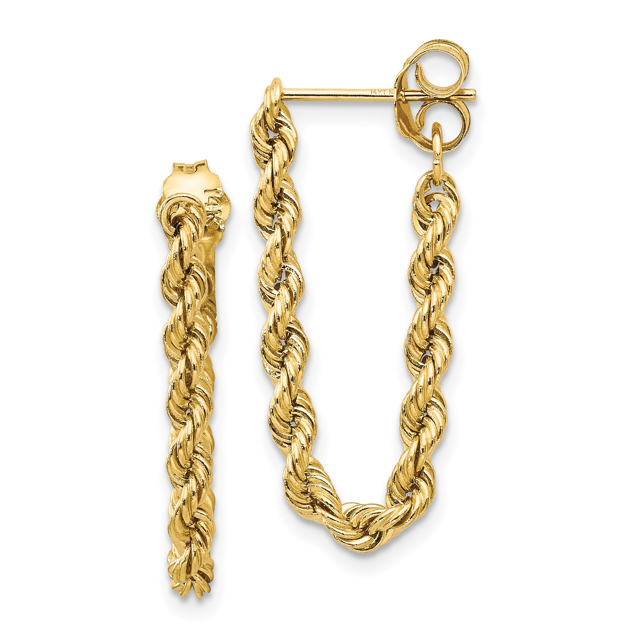 14K Hollow Rope Earrings Main image