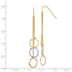 14K Tri-Color Faceted Circle Earrings
