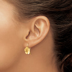 14k Concave Hammered Flower Disc Earrings