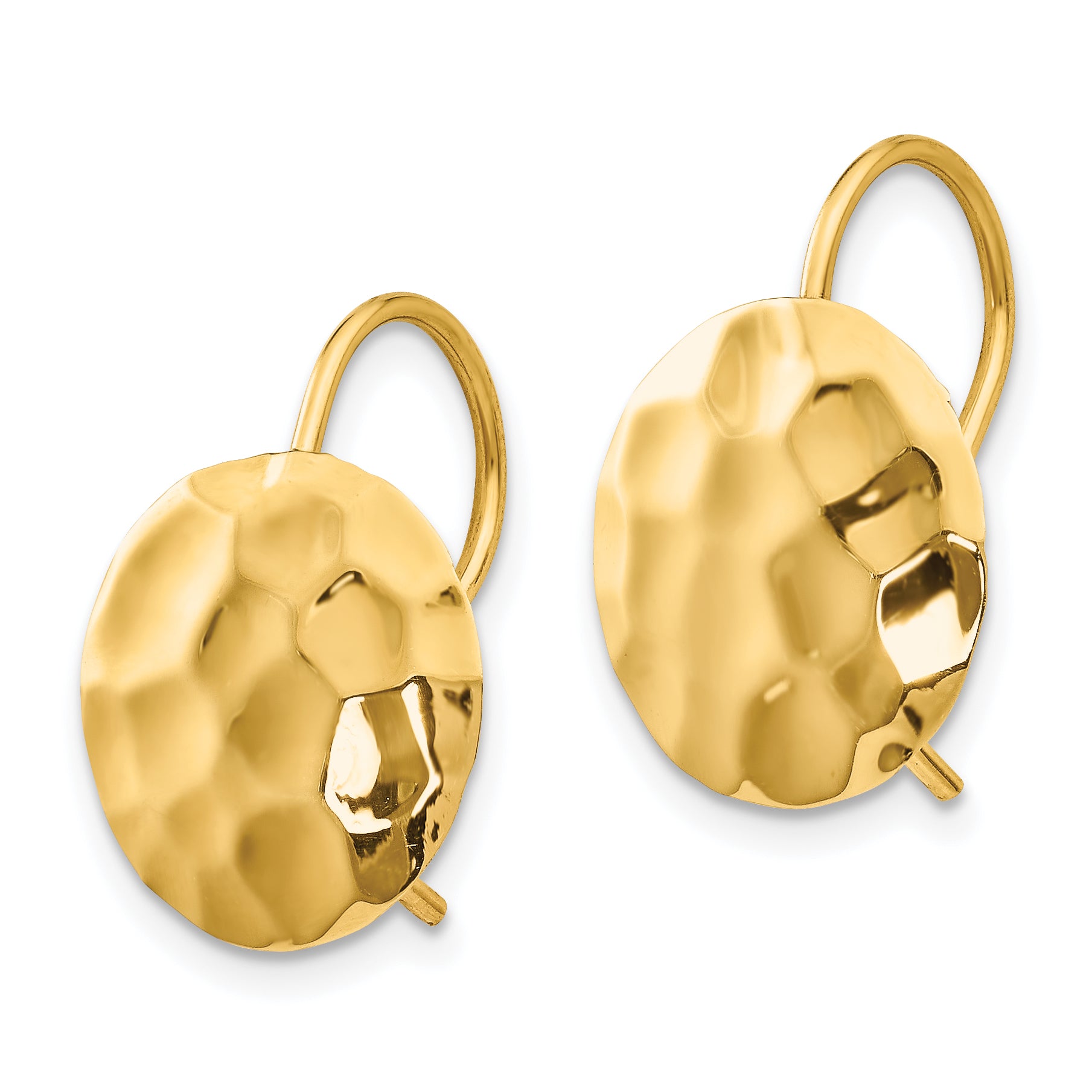 14k Hammered Circle Disc Earrings Secondary image