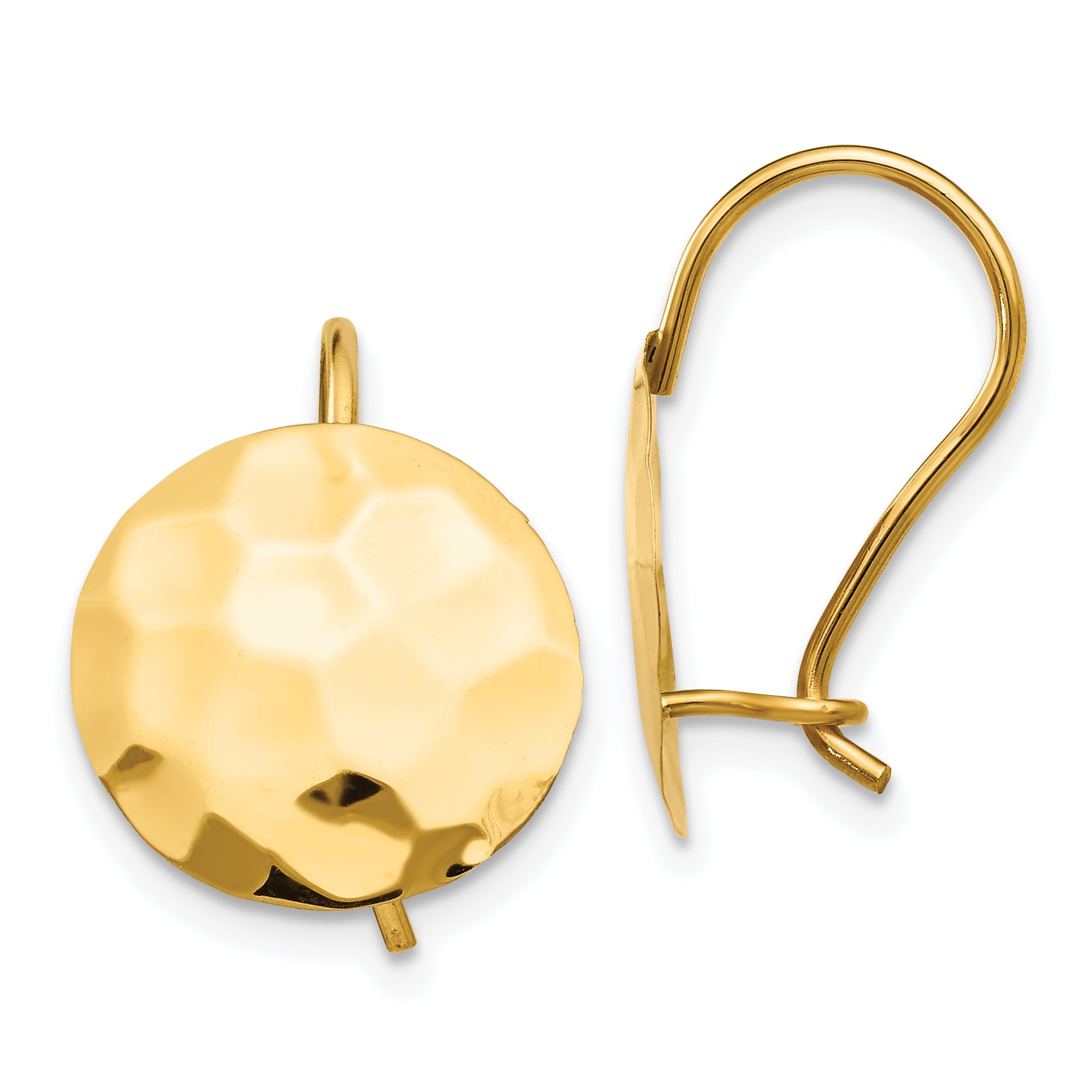 14k Hammered Circle Disc Earrings Main image