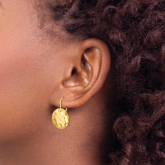 14k Hammered Circle Disc Earrings