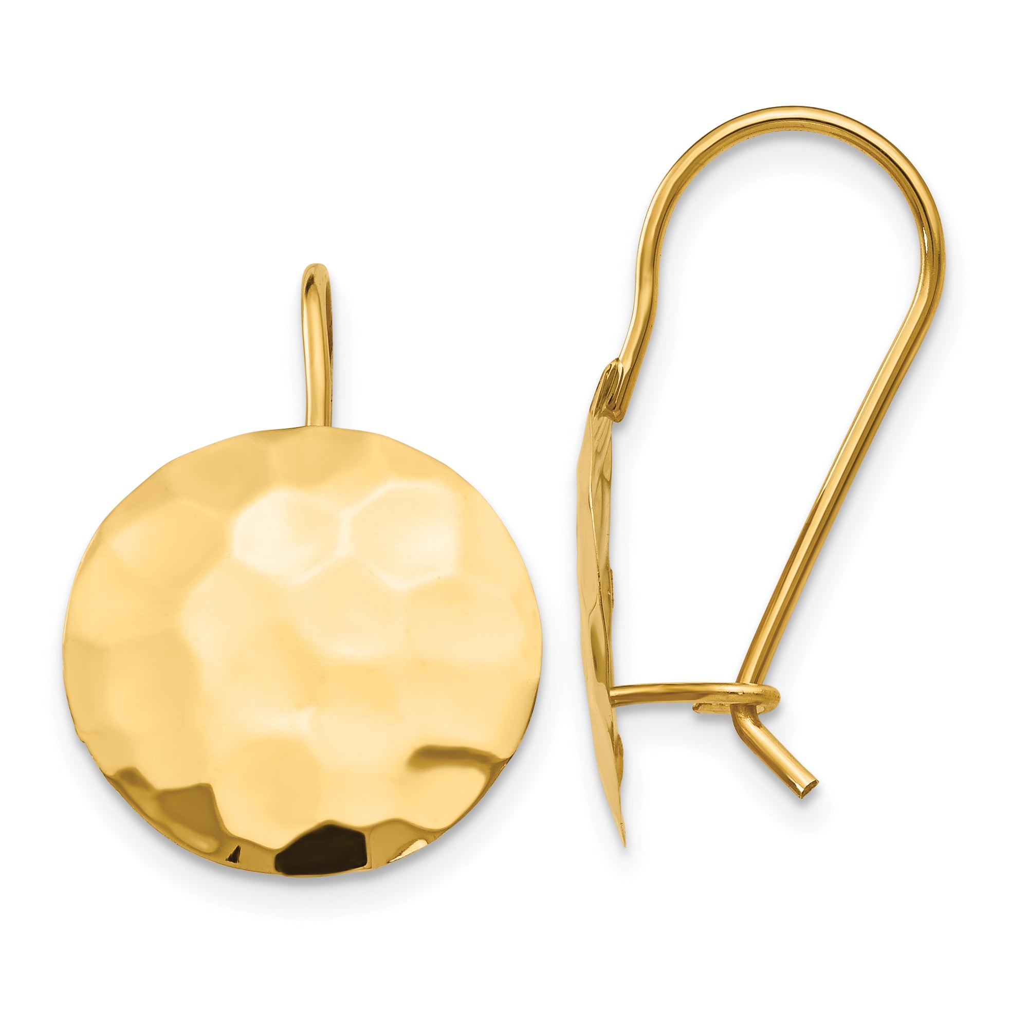 14k Hammered Circle Disc Earrings Main image