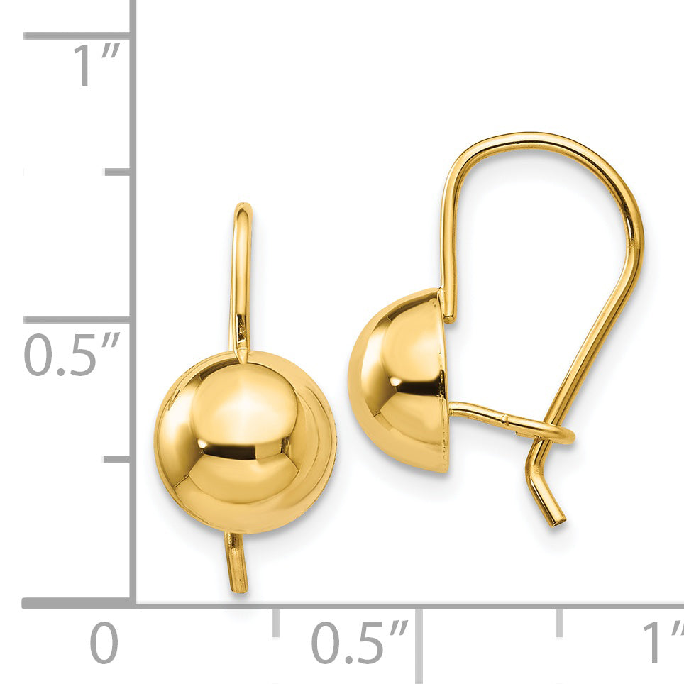 14k 8.00mm Hollow Half Ball Earrings