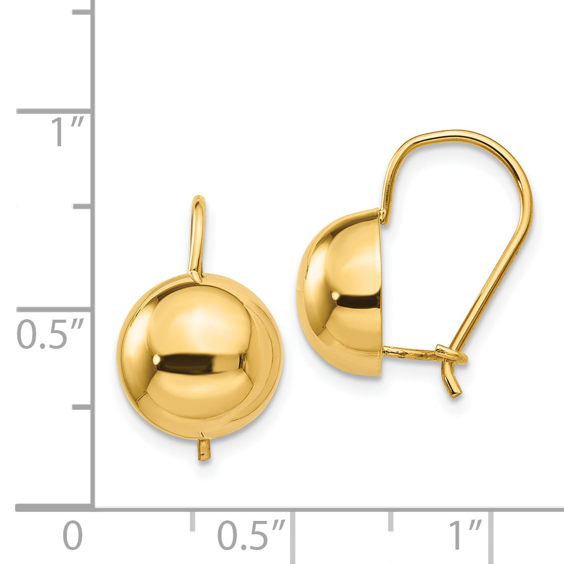 14k 10.50mm Hollow Half Ball Earrings