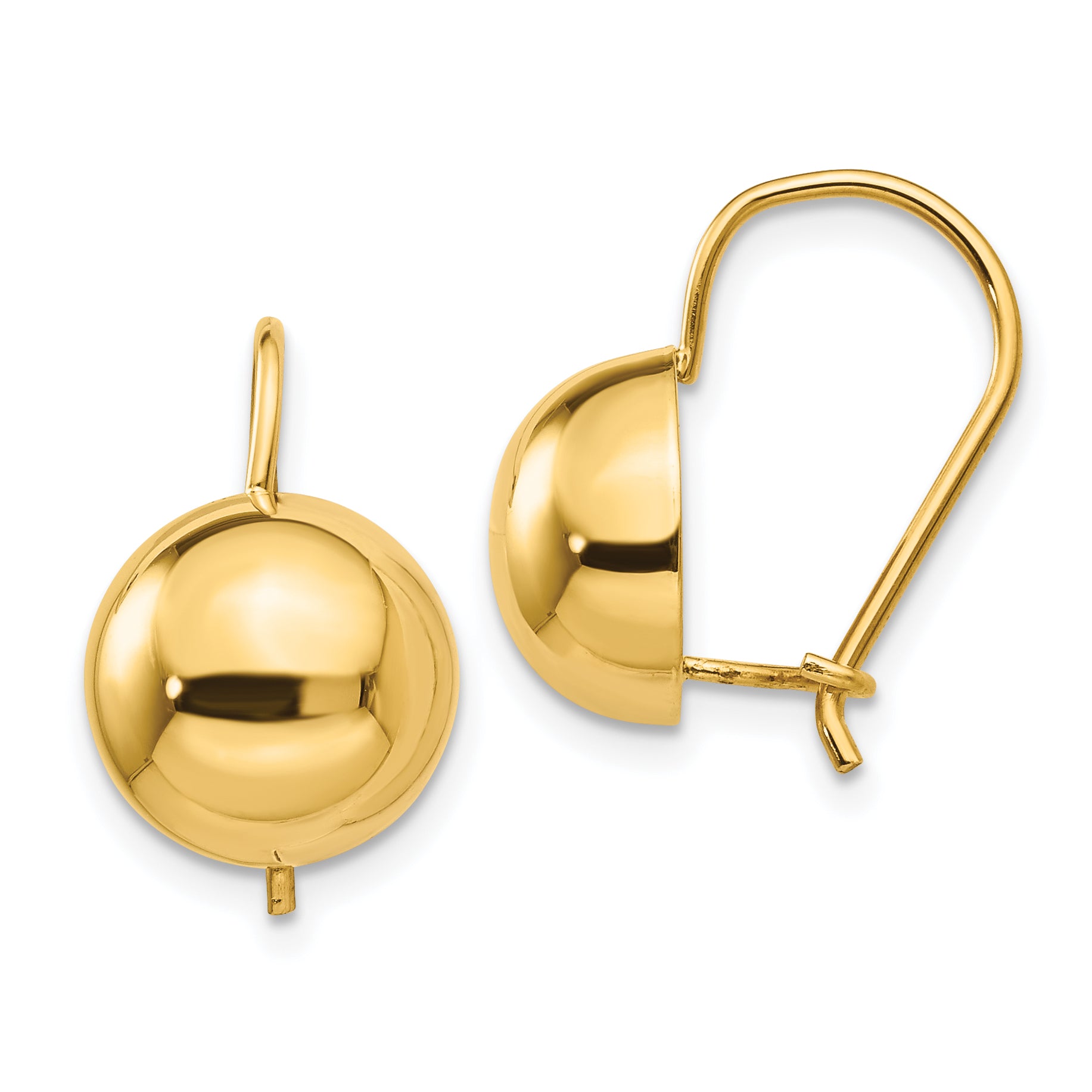 14k 10.50mm Hollow Half Ball Earrings Main image
