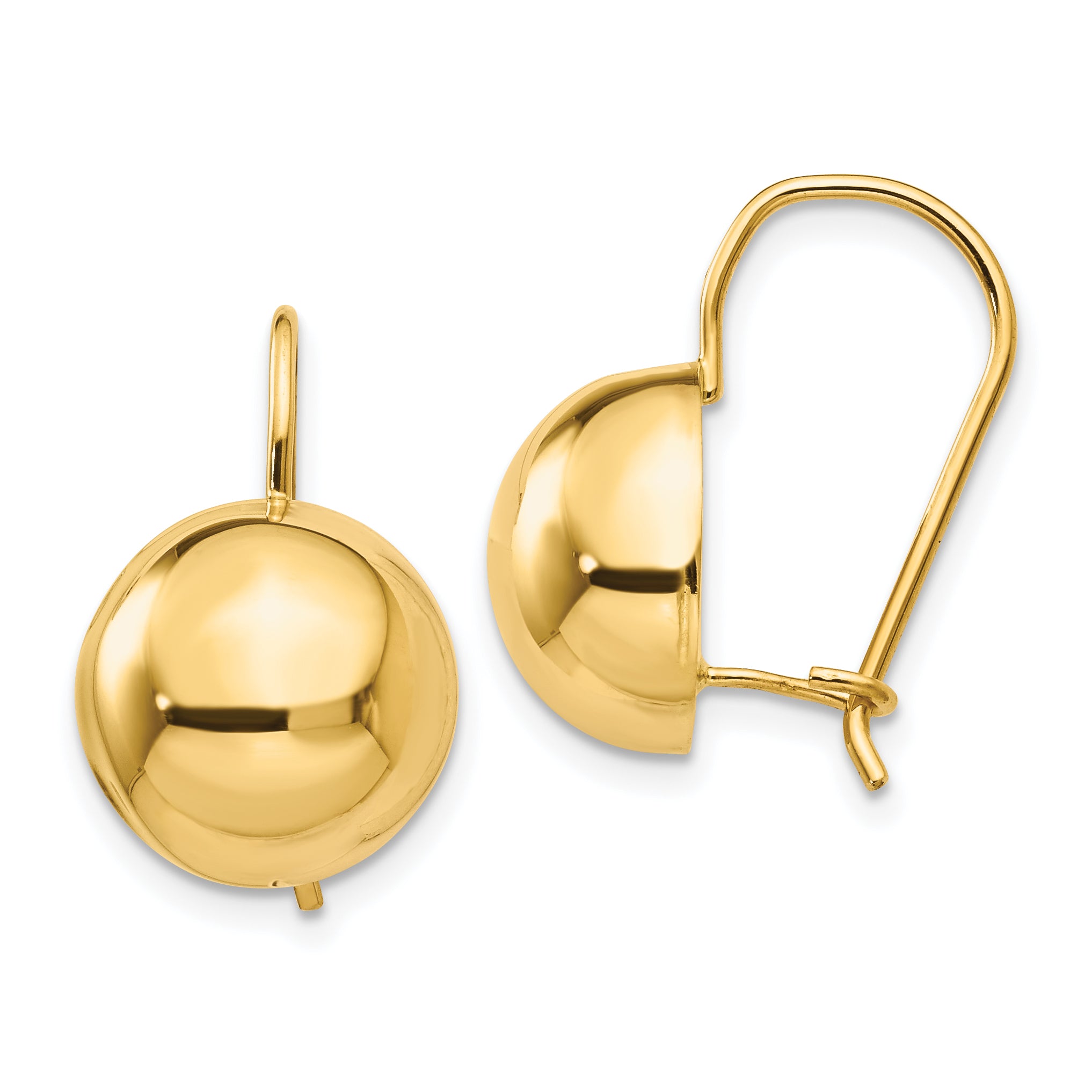 14k 12.00mm Hollow Half Ball Earrings